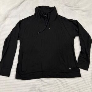 Vineyard Vines Womens Black Funnel Neck Pullover Sweatshirt Size L Whale Logo